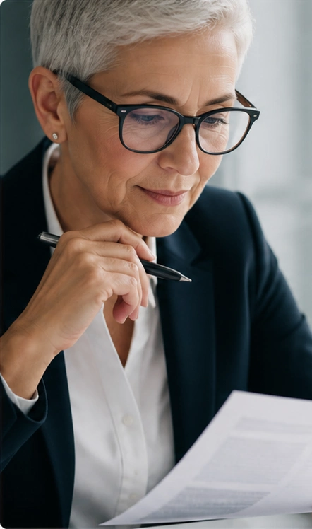 An executive reviewing a document